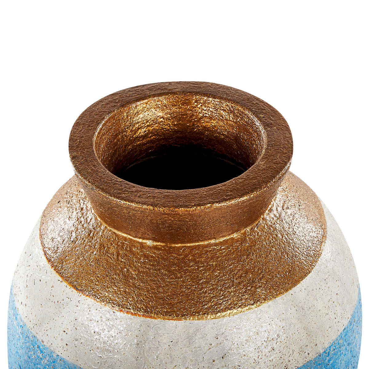 DEKOVASE Terrakotta blau Plateje - Blau, Stein (42cm) - Beliani
