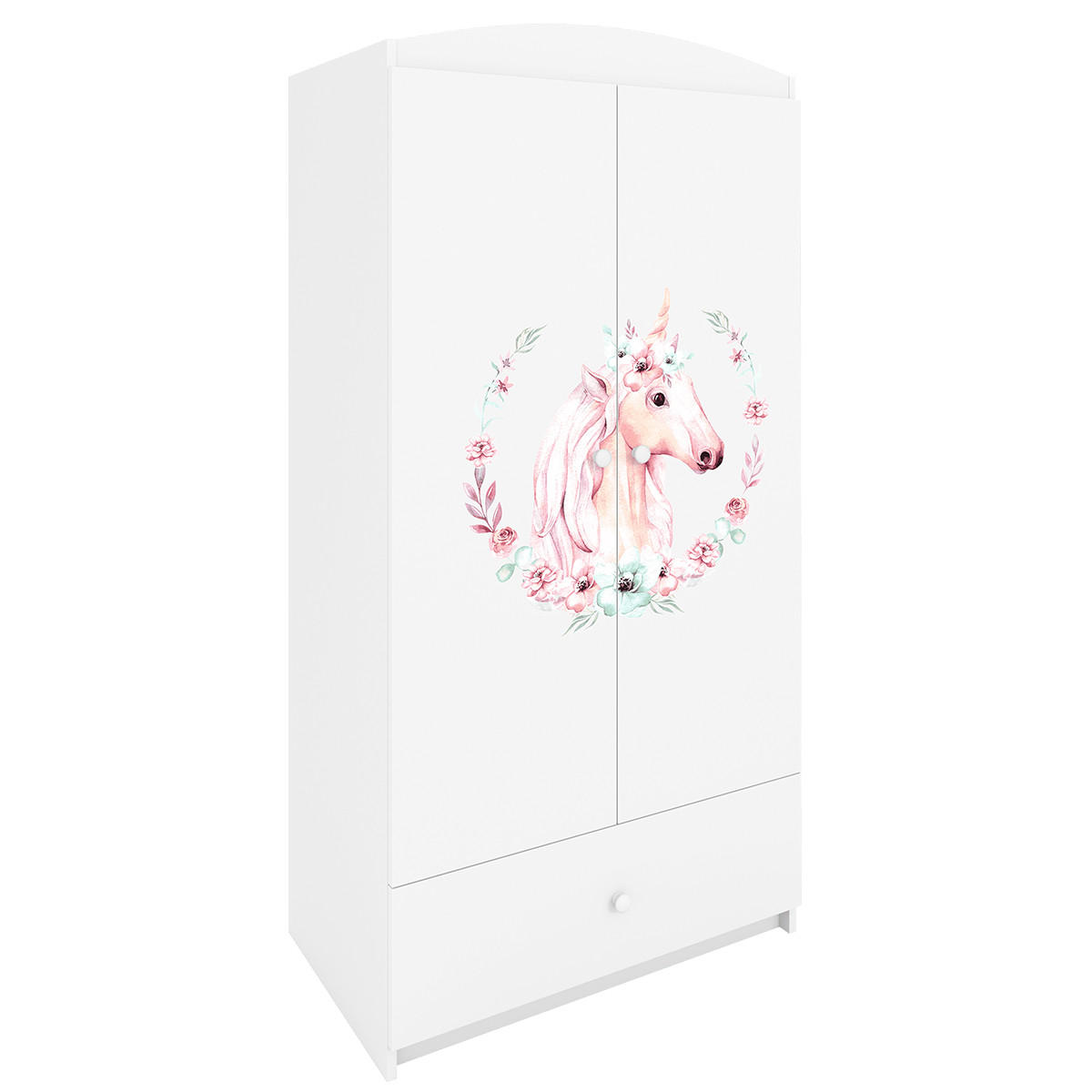 ORMAR 2 vrata Bijeli - svijetlo ružičasta/bijela, drvni materijal (90/187/57cm) - Petits-meubles
