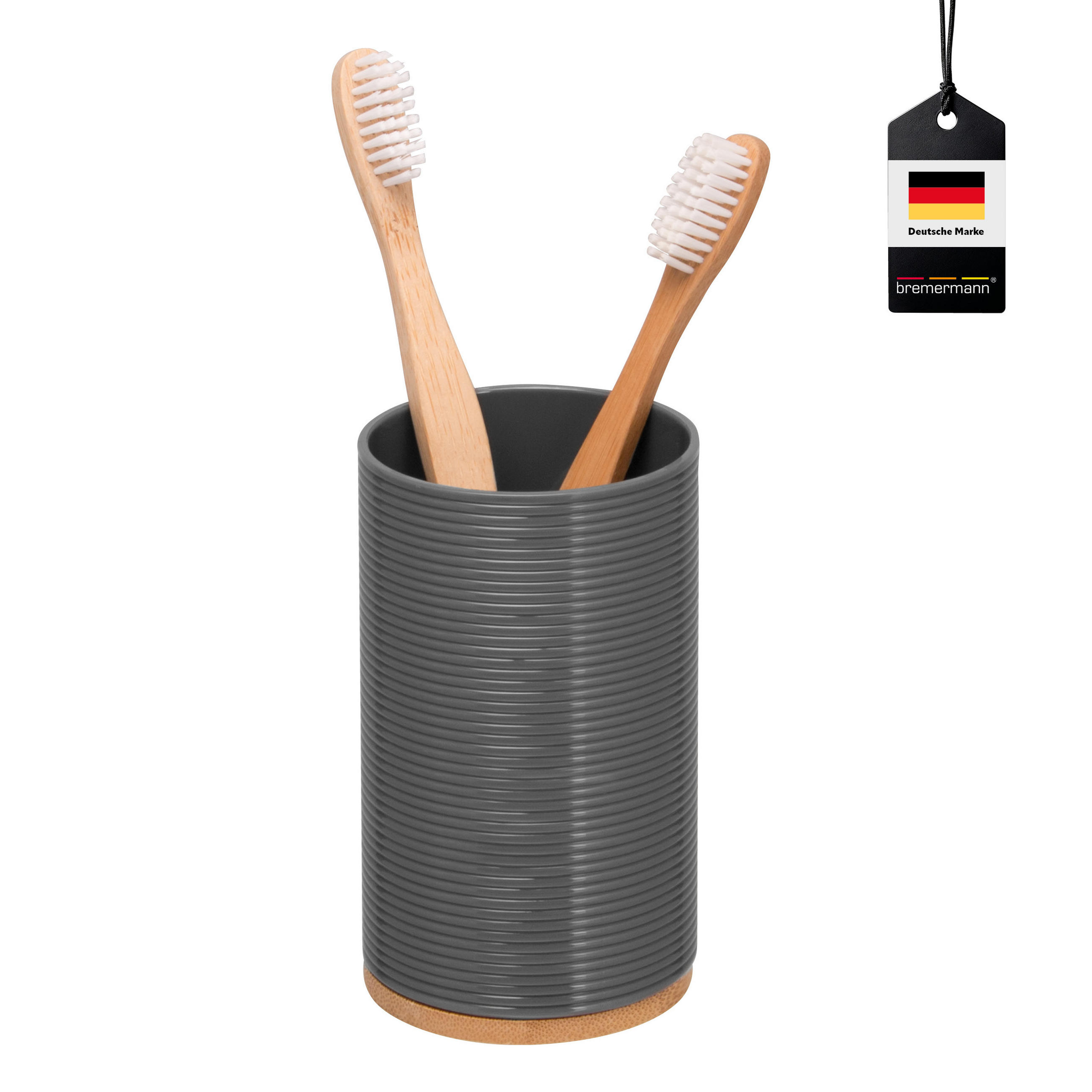 ZAHNPUTZBECHER SEGNO, grau - Grau, Kunststoff (6.5/11.3/6.5cm) - bremermann