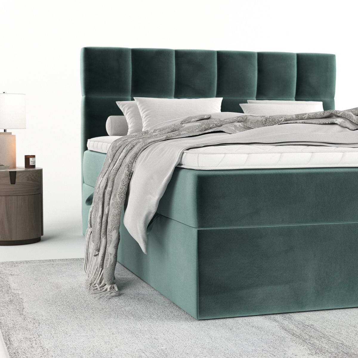 POSTEL BOXSPRING VARENO 180/200 Tyrkysová - černá/tyrkysová, kov/dřevo (180/200cm) - AltaBeds