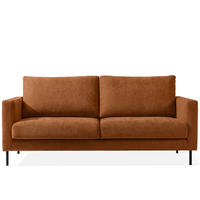 SOFA LUMO, 3-Sitzer, Rotbraun - Rotbraun/Schwarz, Holz/Holzwerkstoff (198/90/95cm) - KONSIMO®