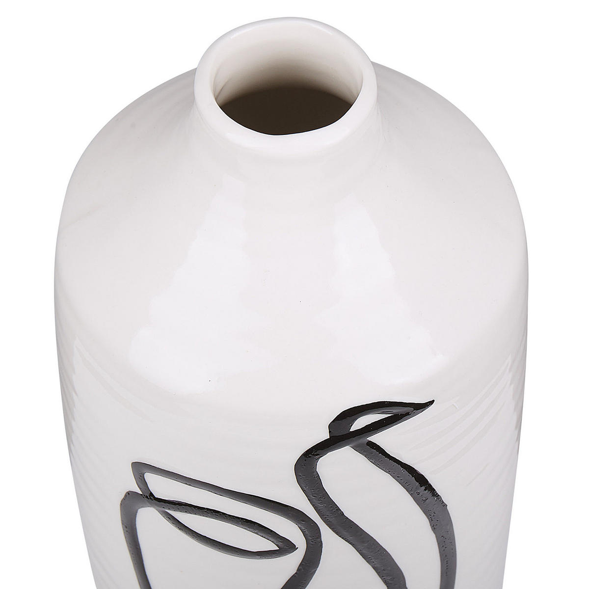 BLUMENVASE Steinzeug weiß Aenus - Weiß, Stein (22cm) - Beliani