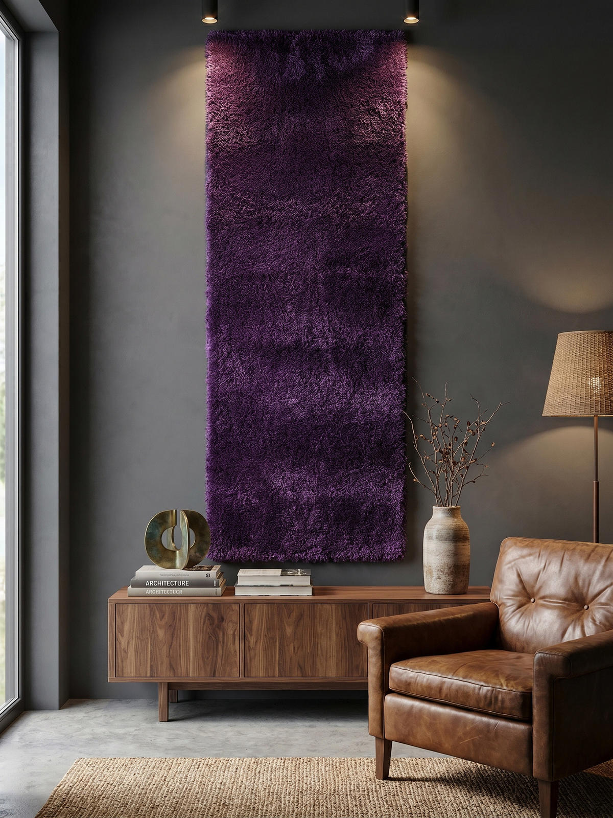 TEPPICH Wohnzimmer Hochflor Einfarbig Weich Flauschig Waschbar Läufer Violett 80x250 cm – SALZACH - Lila, Textil (80/250cm) - KADIMA DESIGN