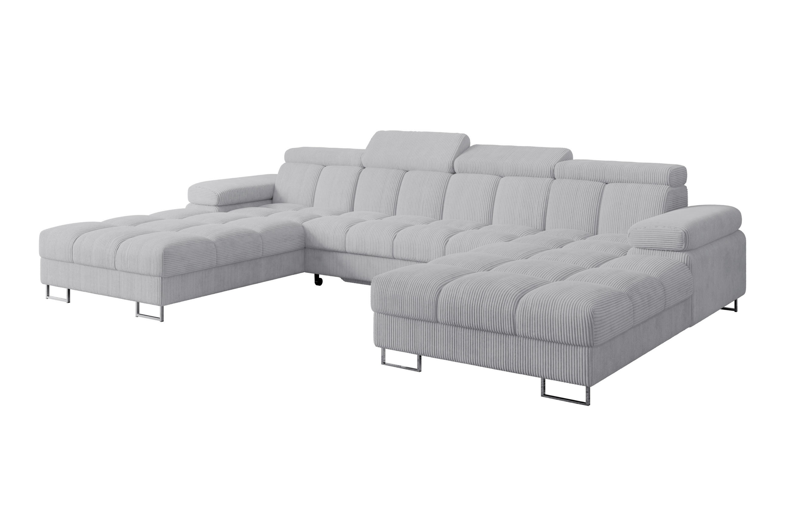 WOHNLANDSCHAFT mit Schlaffunktion und Bettkasten COMA U2 345x203x79 Grau Cord - Anthrazit, Holzwerkstoff/Textil (345/79/203cm) - ALTDECOR