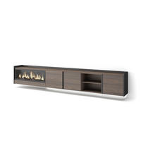 LOWBOARD, Eiche und Schwarz, 315/35/50cm, Kamin mit Feuereffekt XXL - Dunkelbraun, Holzwerkstoff (315/50/35cm) - Skraut Home