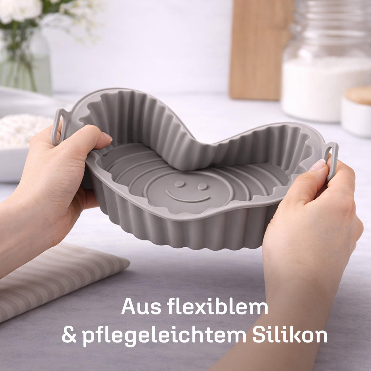 BACKFORM Air Fryer - Heißluftfritteuse 2er Pack - Ø20x5,5cm - Grau, Kunststoff - Bestlivings