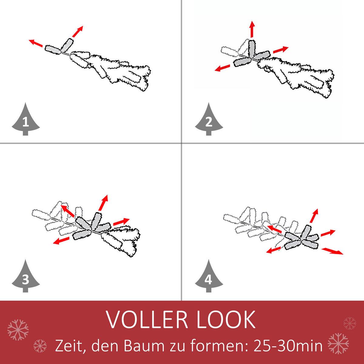 KÜNSTLICHER-WEIHNACHTSBAUM 180 cm Kieferbaum künstlich mit 724 Zweigen - Grün, Kunststoff (180cm) - HOMCOM