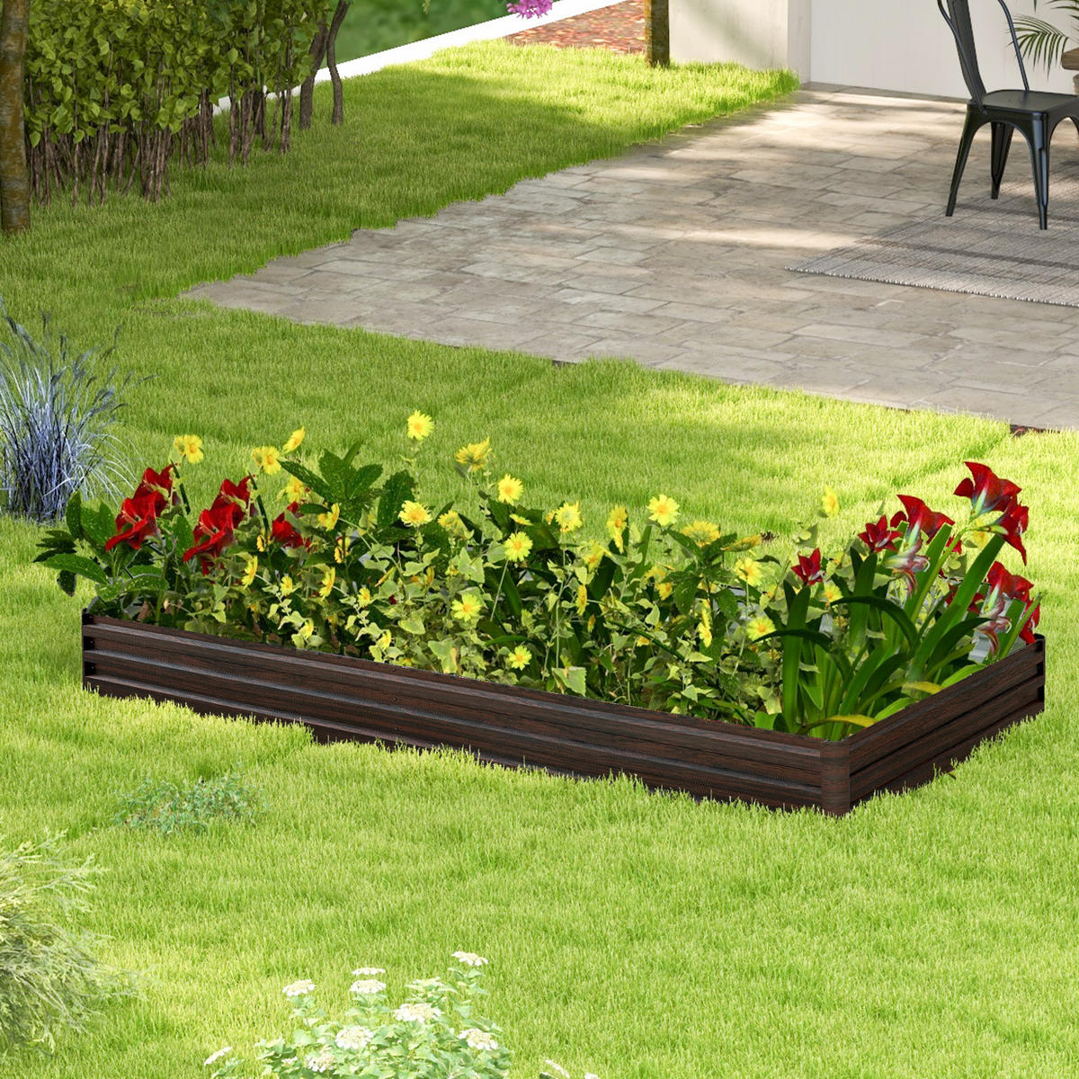 HOCHBEET Braun - Braun, Metall (120/30/240cm) - COSTWAY