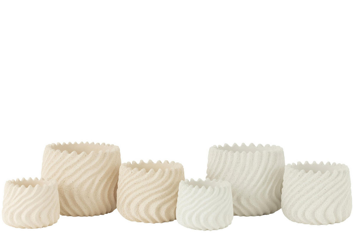 BLUMENTOPF MARIS - Zement - Weiß - L - 2er set - Ø 20,5 cm - Multicolor, Stein (20.5/16.5cm) - J-Line