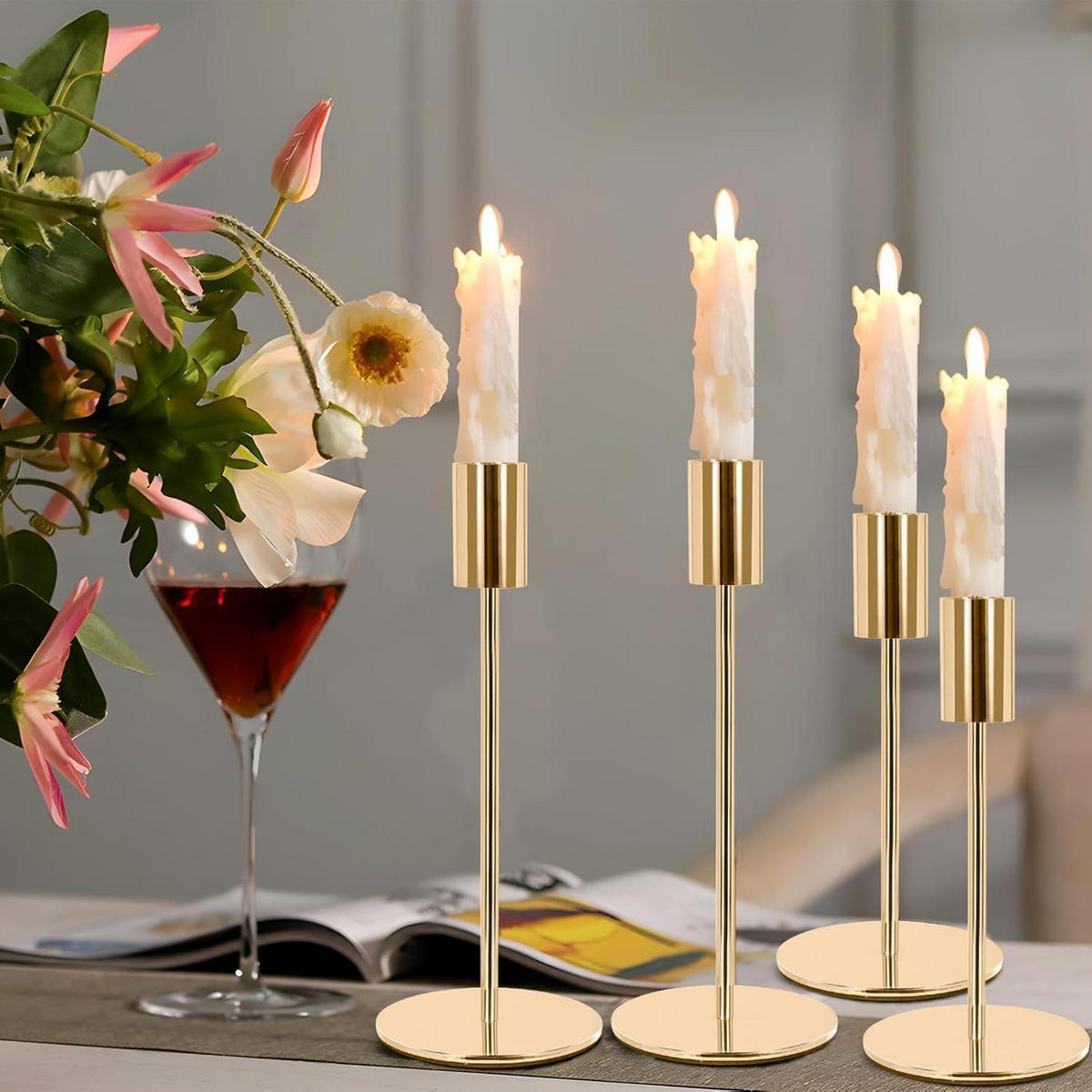 KERZENSTÄNDER 3-teiliges Set Gold 24 cm - 34 cm - Goldfarben, Metall (2/20/5cm)