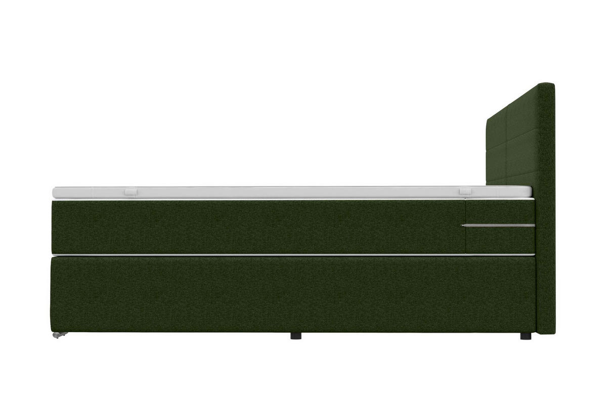 FAMILIENBETT BOXSPRINGBETT Webstoff Dunkelgrün 240/200 cm - Chromfarben/Dunkelgrün, Kunststoff/Textil (240/200cm) - 99rooms
