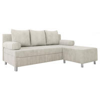 SCHLAFSOFA Dover mit Polsterhocker - Sandfarben/Chromfarben, Holz/Kunststoff (192/86/80cm) - MIRJAN24