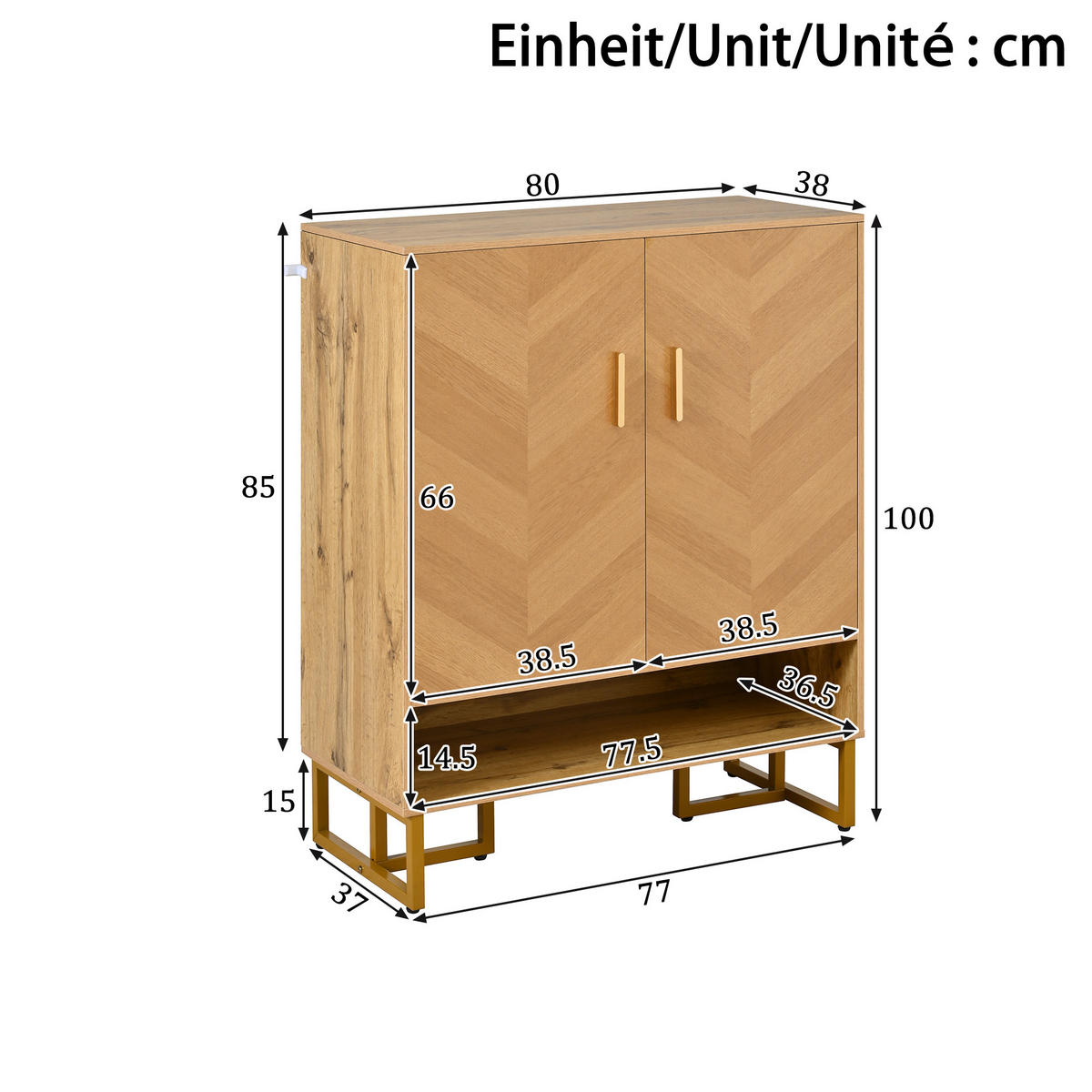 SCHUHSCHRANK aus MDF 80x38x100cm in Natur mit Soft-Close - Naturfarben, Holzwerkstoff (80/100/38cm) - Modfu