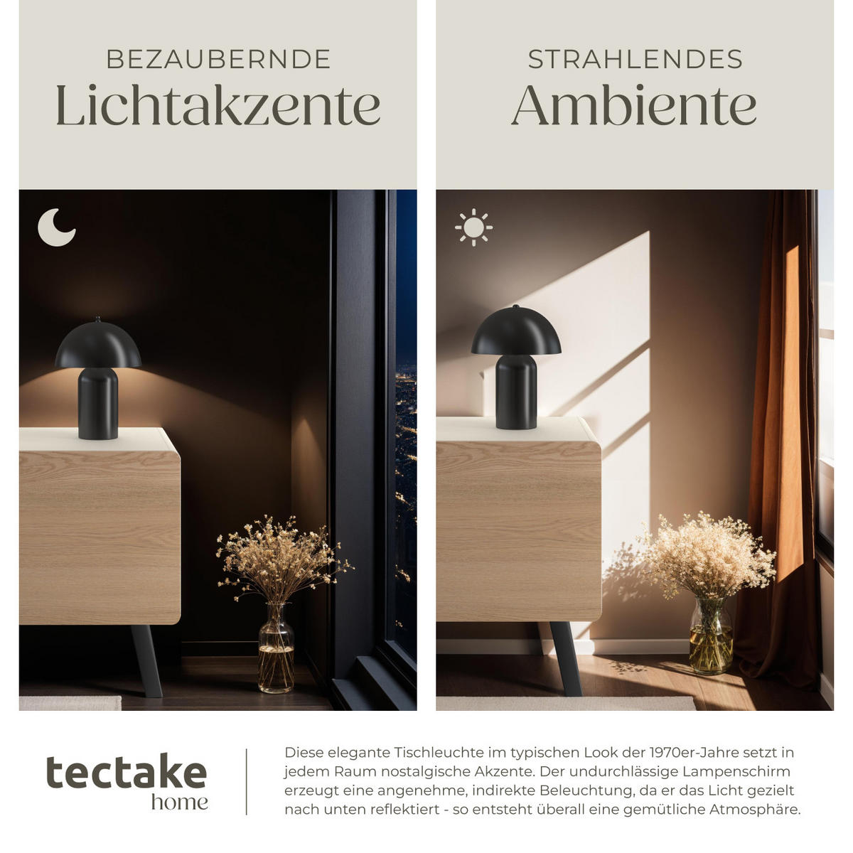 AKKU-TISCHLAMPE Kade,25 x 34 cm,schwarz - Schwarz, Metall (25/25/34cm) - tectake