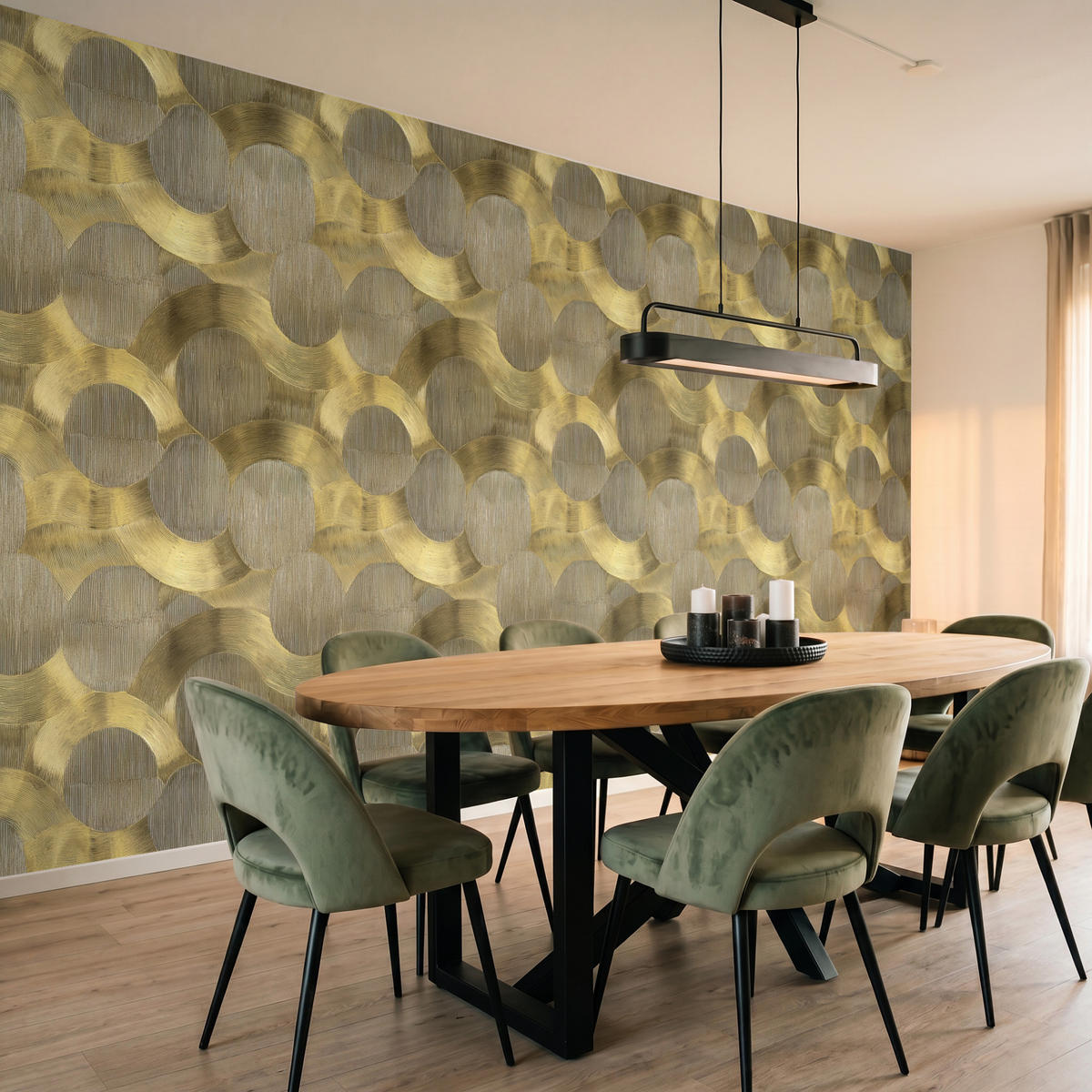 TAPETE - Modern - Geometrisch - Gold - 400x200 cm - Goldfarben, Papier (400/200cm) - OnlyWow