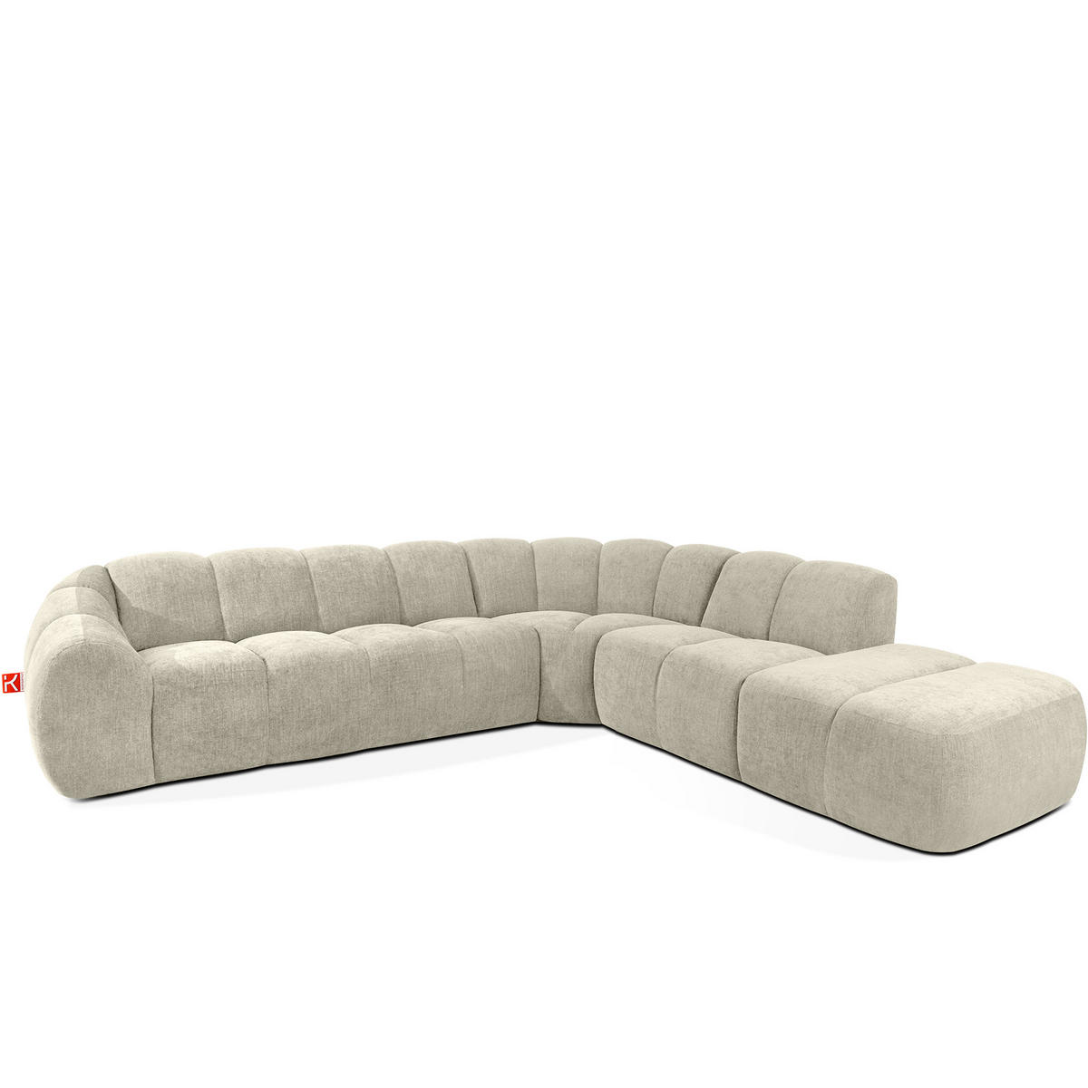 ECKSOFA RECHTS FLAVA, Ecru - Ecru, Holz/Holzwerkstoff (310/274cm) - KONSIMO®
