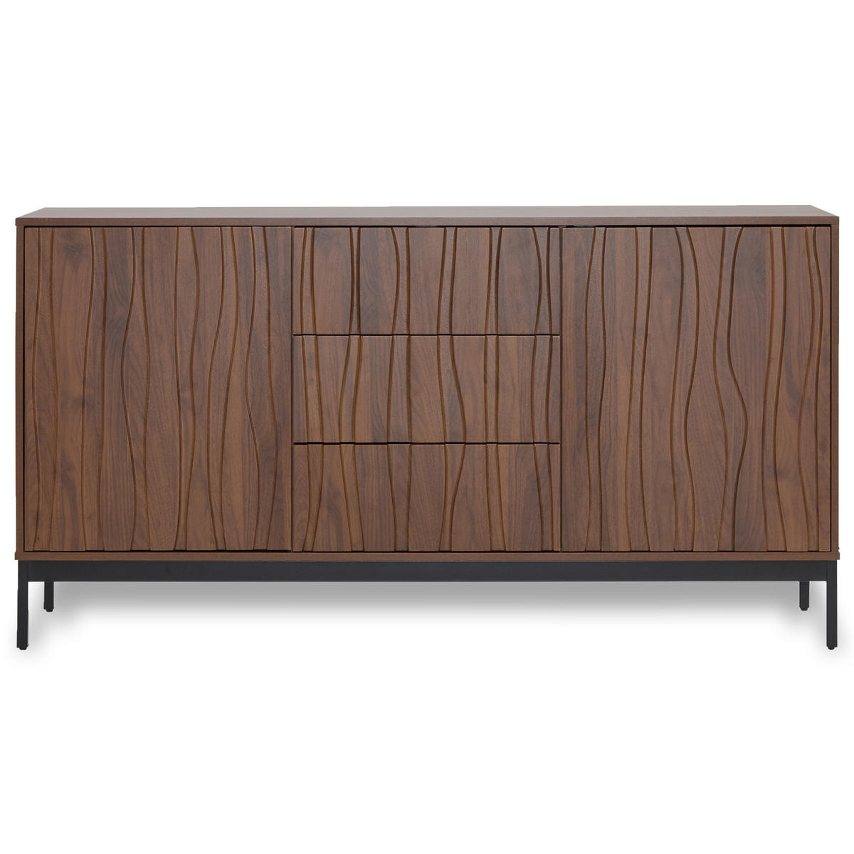 SIDEBOARD mit verstellbaren Regalen und Metallbeinen - Braun, Holzwerkstoff (150/80/40cm) - Urban Meuble