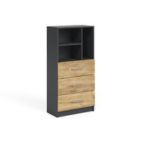 UNIVERSALSCHRANK Tomy, Anthrazit/Goldkraft Eiche, 60 x 120 cm mit 3 Schubladen - Honigeiche/Anthrazit, Holzwerkstoff (60/120/31.6cm) - Vicco