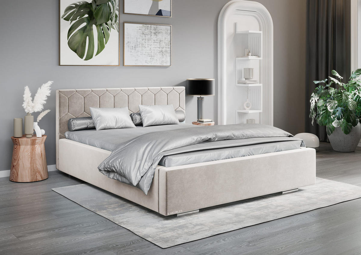 POLSTERBETT Bett 02 - 140x200 - Creame - Beige, Holz/Textil (140/200cm) - Möblo