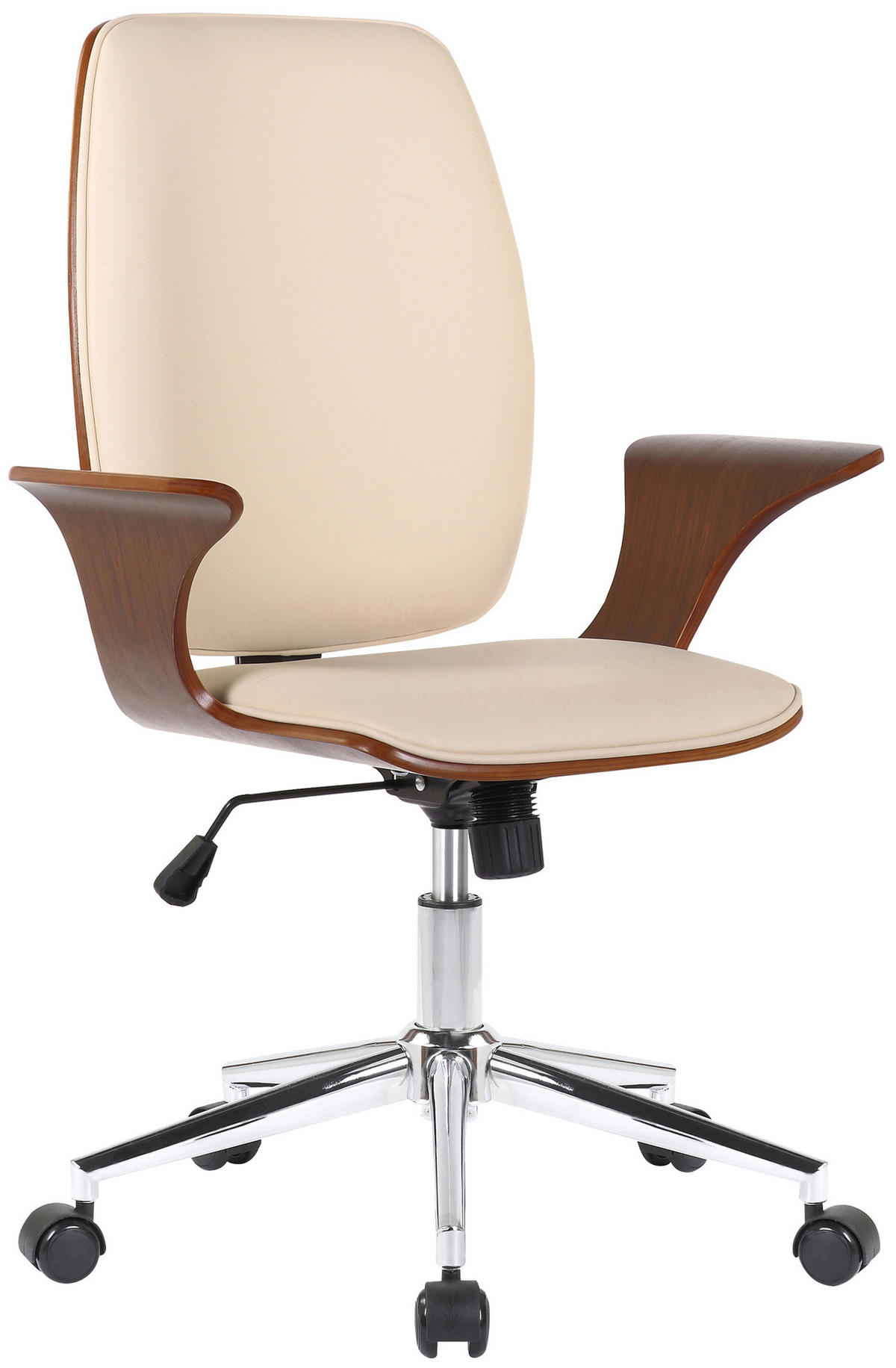 BÜROSTUHL Burton, Kunstleder Walnuss/Creme - Creme, Textil/Metall (67/101/68cm) - TPFLiving