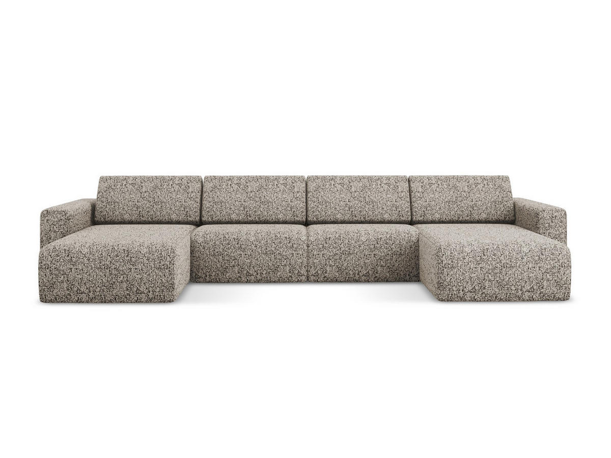 WOHNLANDSCHAFT Strukturstoff Stoff Beige - Beige/Gelb, Kunststoff/Textil (404/80/167cm) - Makamii