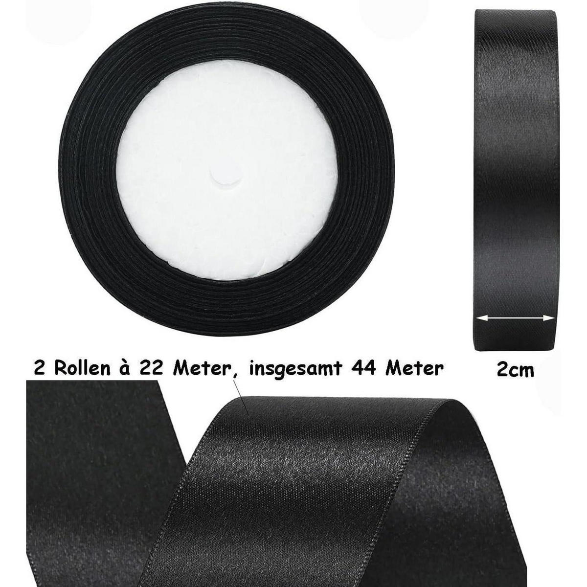 GESCHENKBAND Schwarz 44 m x 20 mm - Schwarz, Textil (2/0.1/2200cm)