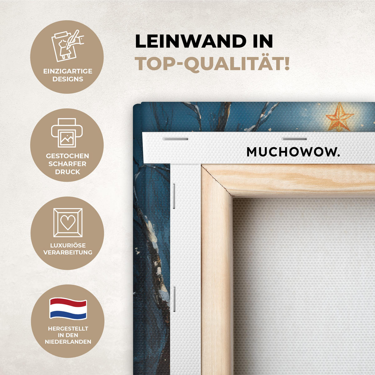 LEINWANDBILD Weihnachten - Weihnachtsbaum - Winter - Zuhause - Schnee Wanddeko 90x60 cm - Smaragdgrün, Textil (90/60cm) - MuchoWow