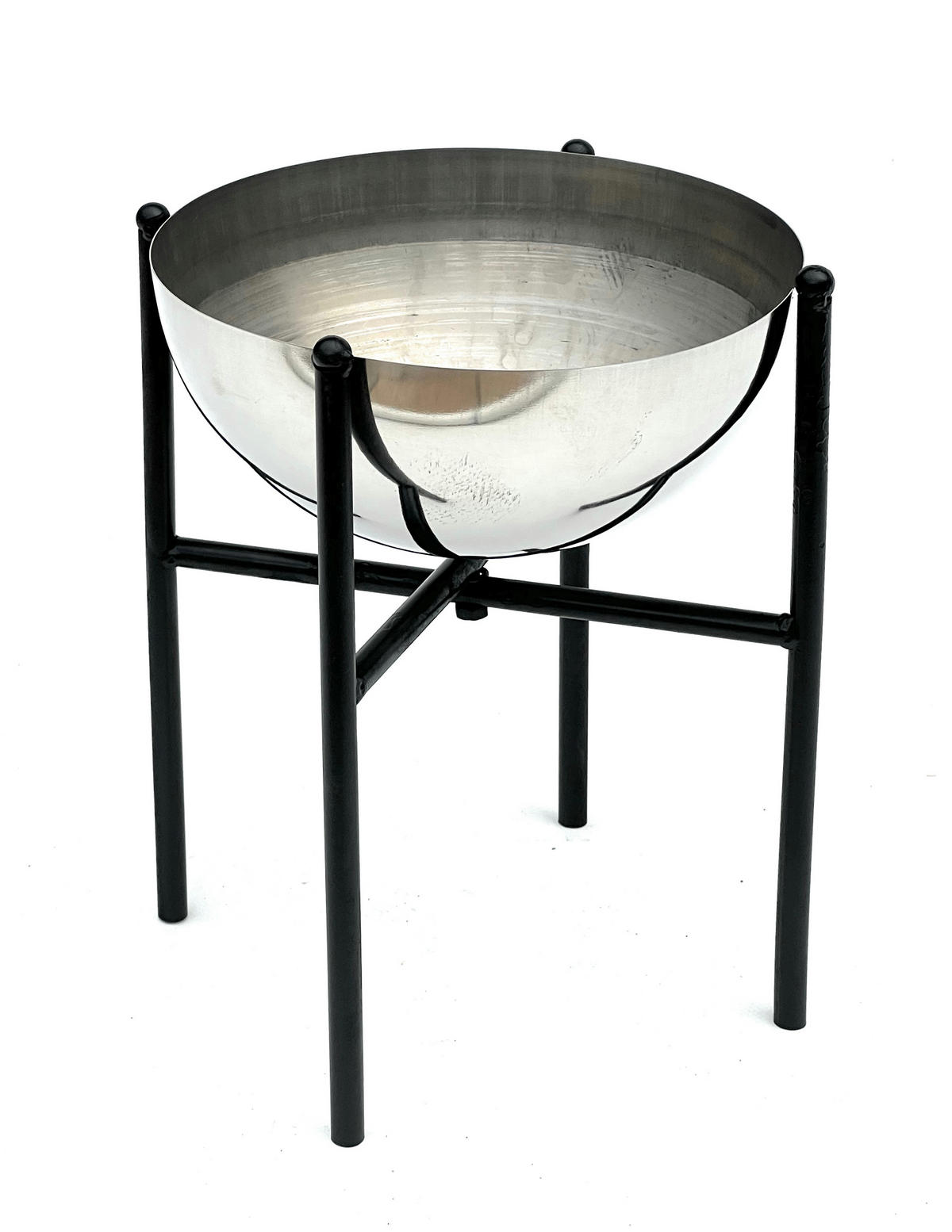 BLUMENHOCKER Metall mit Topf Schwarz Silber 25 cm 96257 S - Schwarz, Metall (15/25/15cm) - DanDiBo