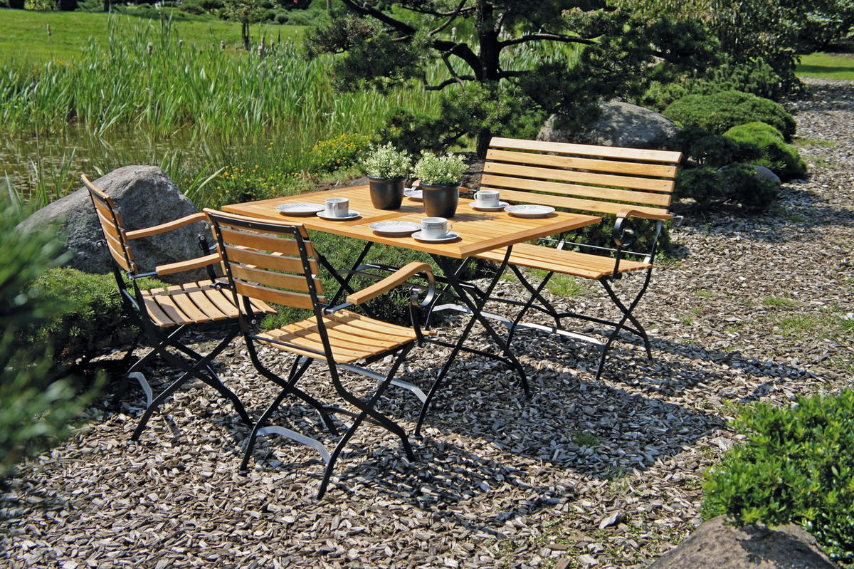 GARTEN-SITZGRUPPE Bjorn Ohne Armlehne Gartenmöbel-Set - Schwarz, Holz - DELUKE