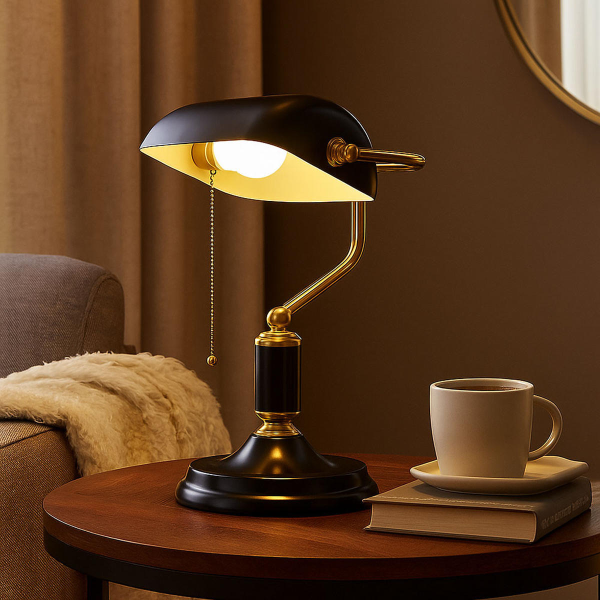 LED TISCHLEUCHTE Antique Anthrazit Gold - Anthrazit, Metall (26.5/18/34cm) - Globo Lighting