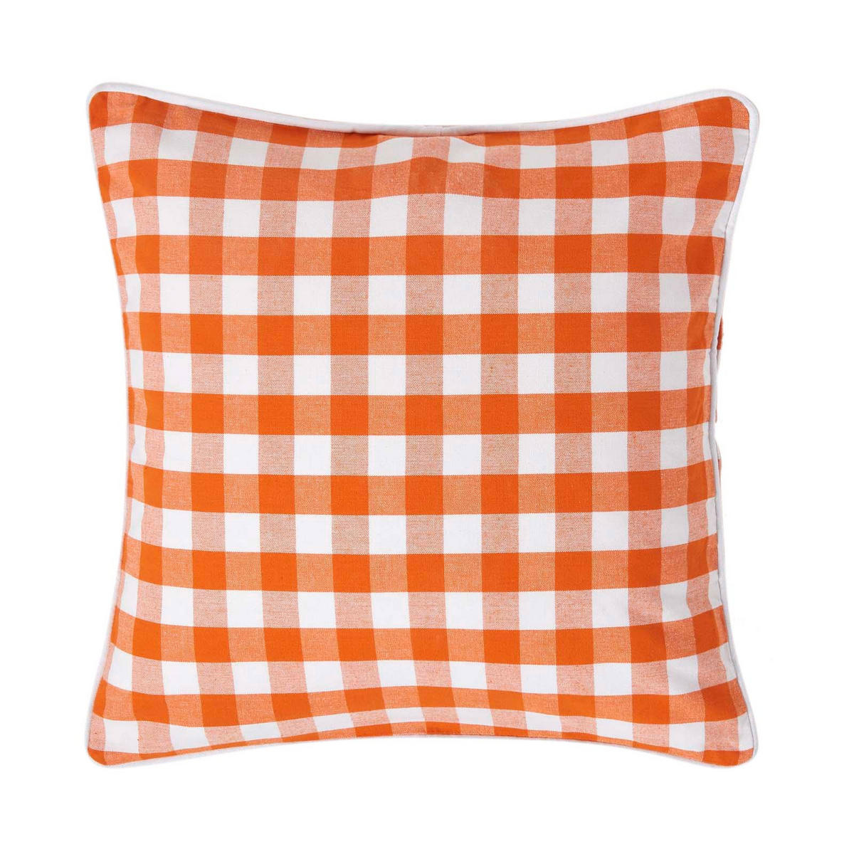 KISSENHÜLLE Karo-Muster 45/45 cm, 100% Baumwolle - Orange, Textil (45/45cm) - Homescapes
