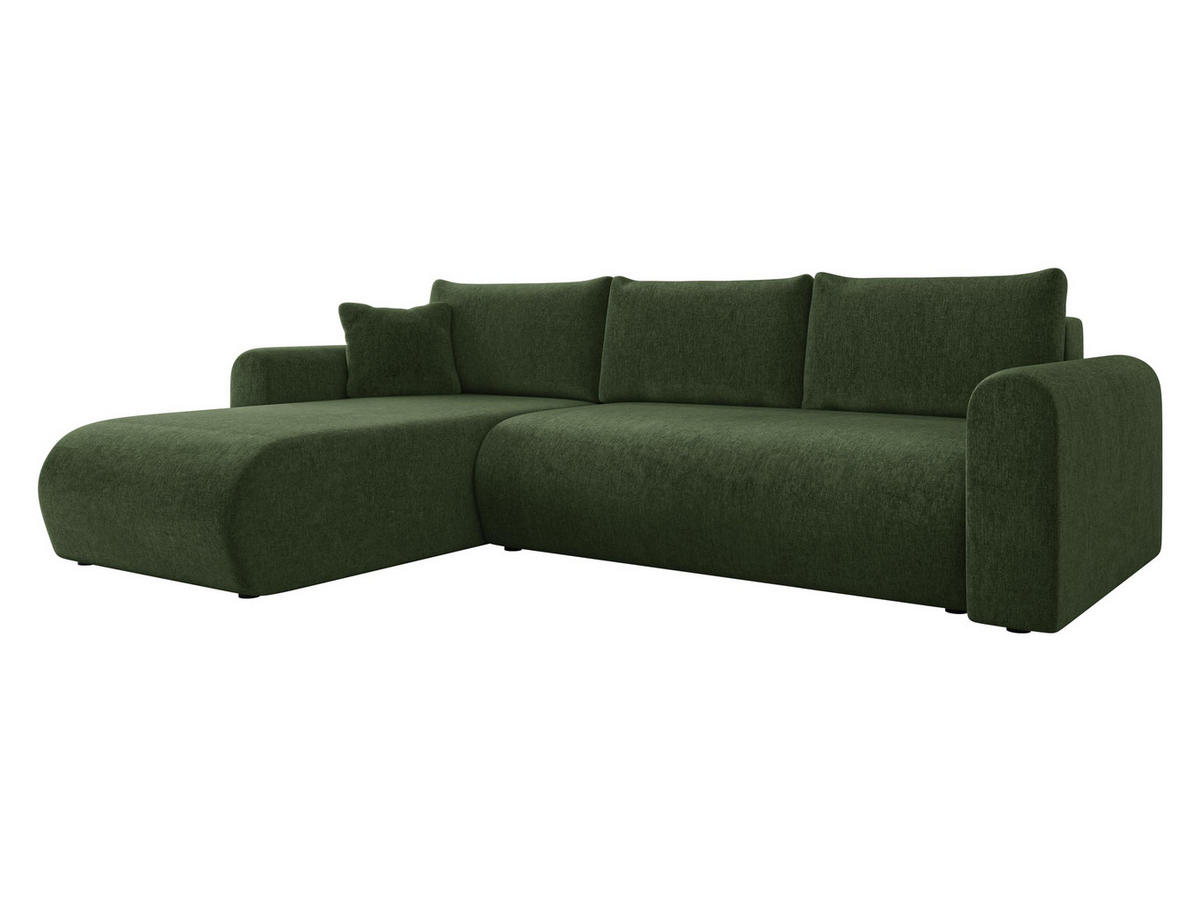 ECKSOFA Eliwo - Schwarz/Grün, Holz/Textil (252/158cm) - MIRJAN24