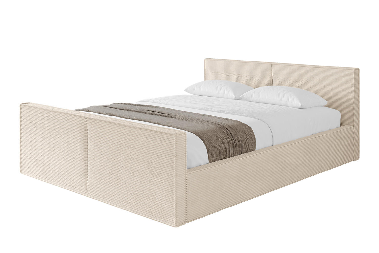 POLSTERBETT mit Bettkasten, Fußteil und Lattenrost, Boxbett ohne Matratze - EMMI-Z-V1 180x200 Beige - Creme, Holzwerkstoff/Textil (180/200cm) - ALTDECOR
