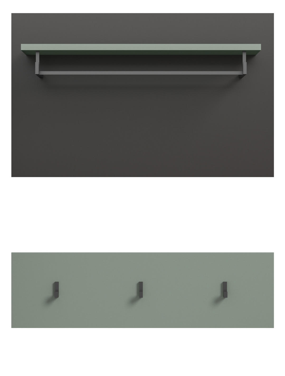 GARDEROBENPANEEL Salbei grün und grau, Set 2-teilig, 80 cm, Cooper - Salbeigrün, Holzwerkstoff (80/73/27cm) - Inn.Furn