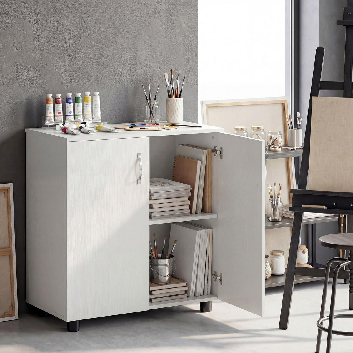 AKTENSCHRANK DE-14519 2 Türen abschließbar Weiß - Weiß, Holzwerkstoff (40/80/80cm) - ComfortXL