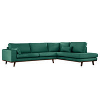 ECKSOFA mit Ottomane - Dunkelgrün/Buchefarben, Textil (287/219cm) - home24