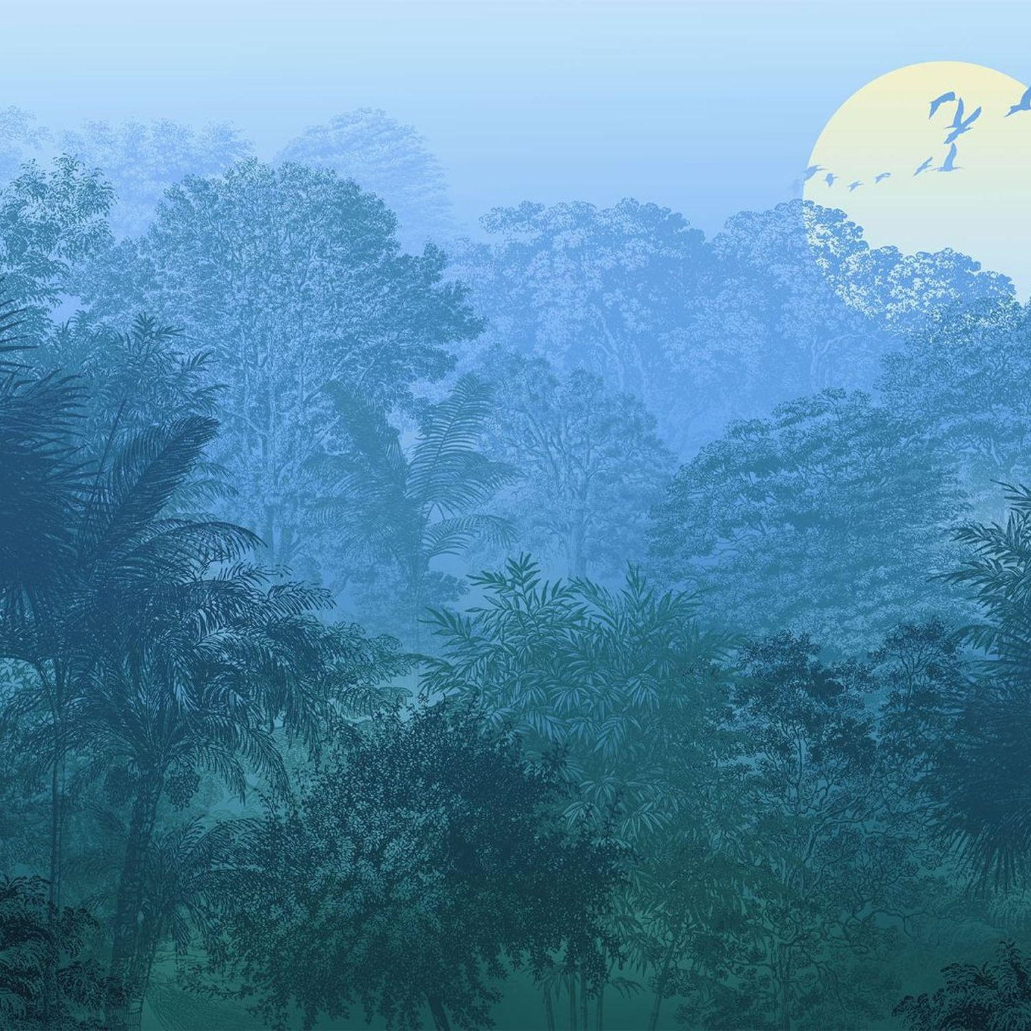 FOTOTAPETE Dschungel 400 x 280 cm - Blau, Papier (400/280cm) - Sanders & Sanders