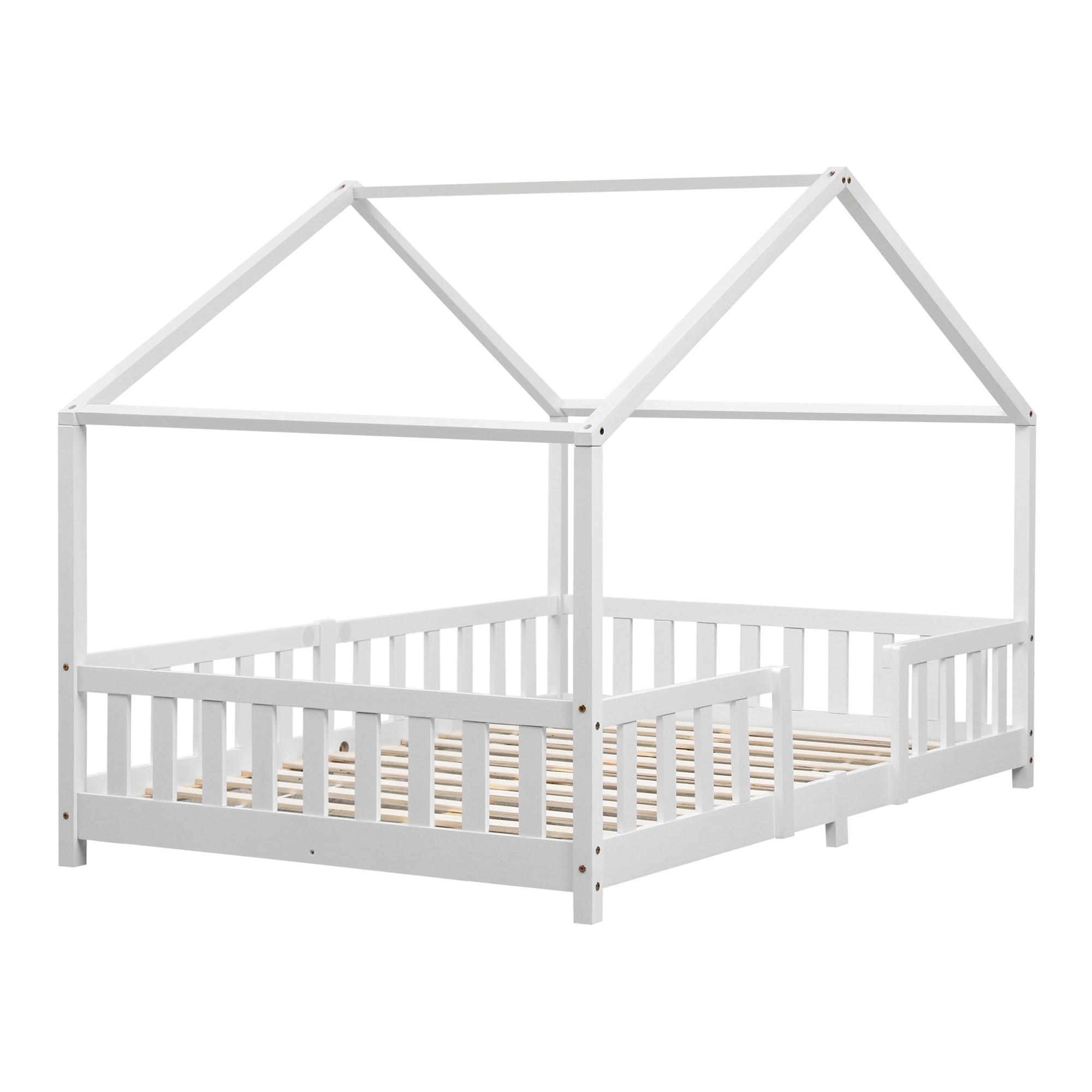 HAUSBETT Treviolo - Weiß, Holz (120/200cm) - [en.casa]
