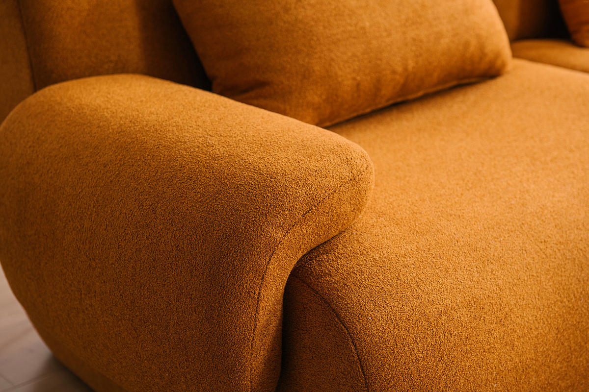 2-SITZER-SOFA Bouclé-Stoff Cremebeige - Hellbraun, Textil (194/73/95cm) - MILYsofa