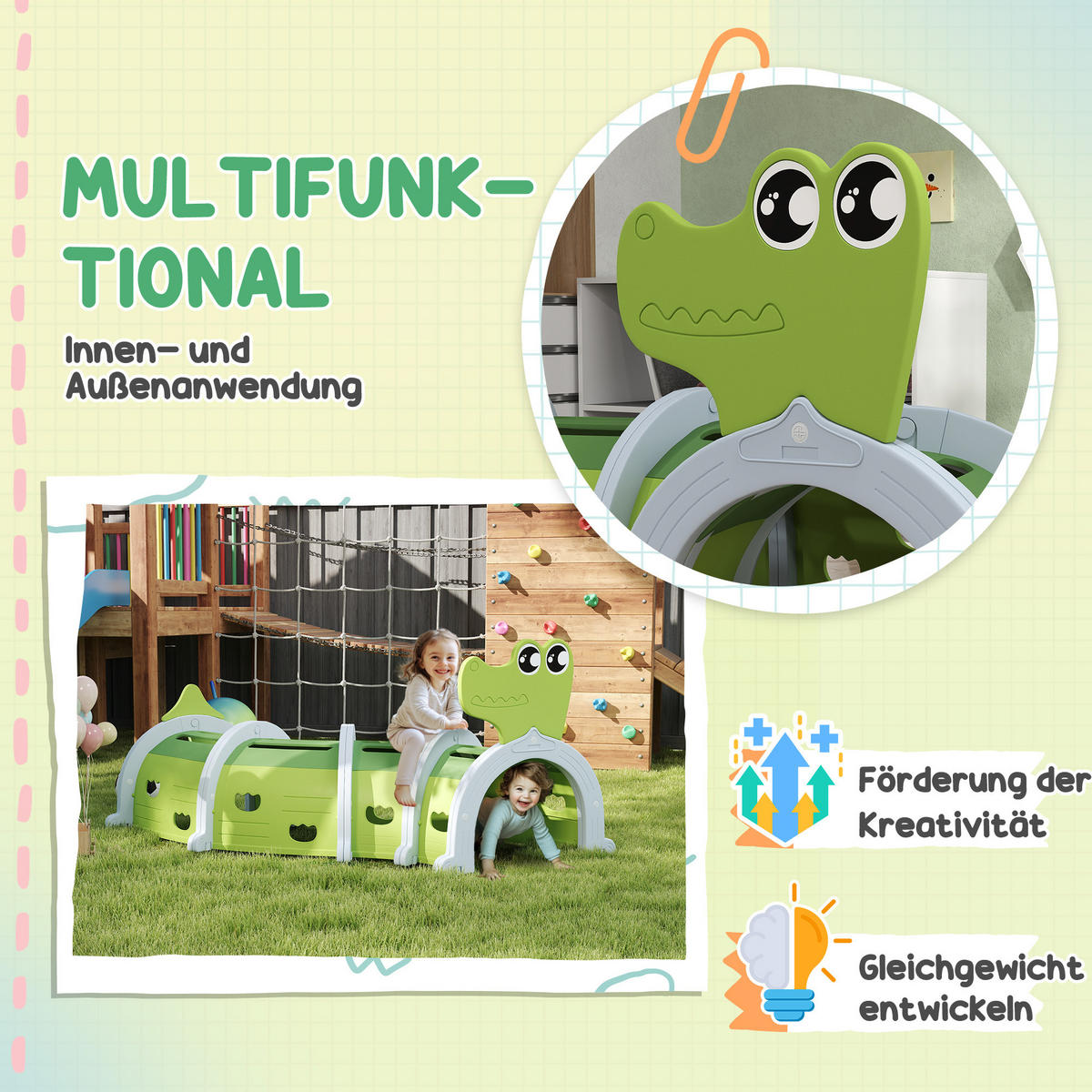 SPIELTUNNEL - Grün, Kunststoff (88/92/194cm) - AIYAPLAY