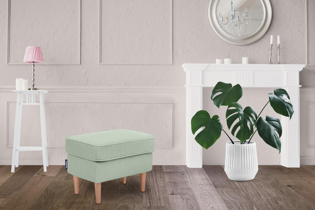 SITZHOCKER STRALIS zeitloses Design hohe Füße, hellgrün - Hellgrün, Textil (41/43/56cm) - KONSIMO®
