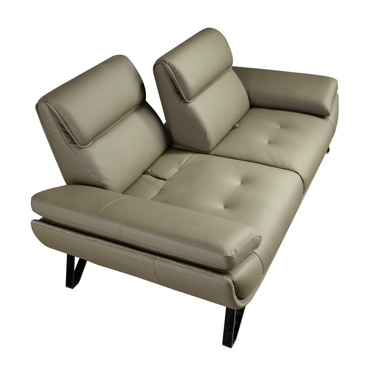 SOFA 2-Sitzer-Sofa aus olivgrünem Leder 205/127/95 cm - Chromfarben/Dunkelgrün, Leder/Metall (205/95/127cm) - ANGEL CERDA