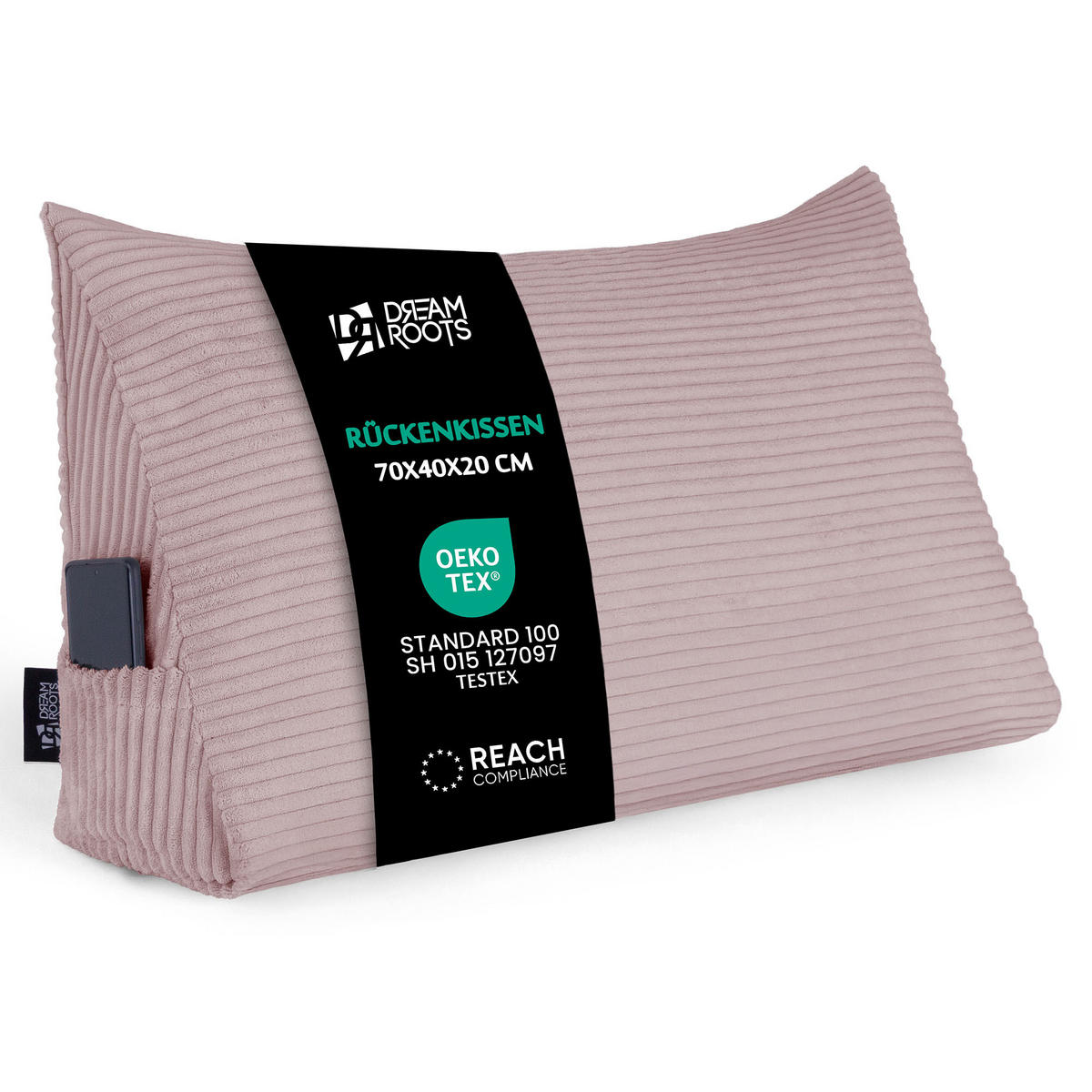 KEILKISSEN Silver Pink, 70/40/20 cm, Cord - Pink, Textil (70/20cm) - Dreamroots