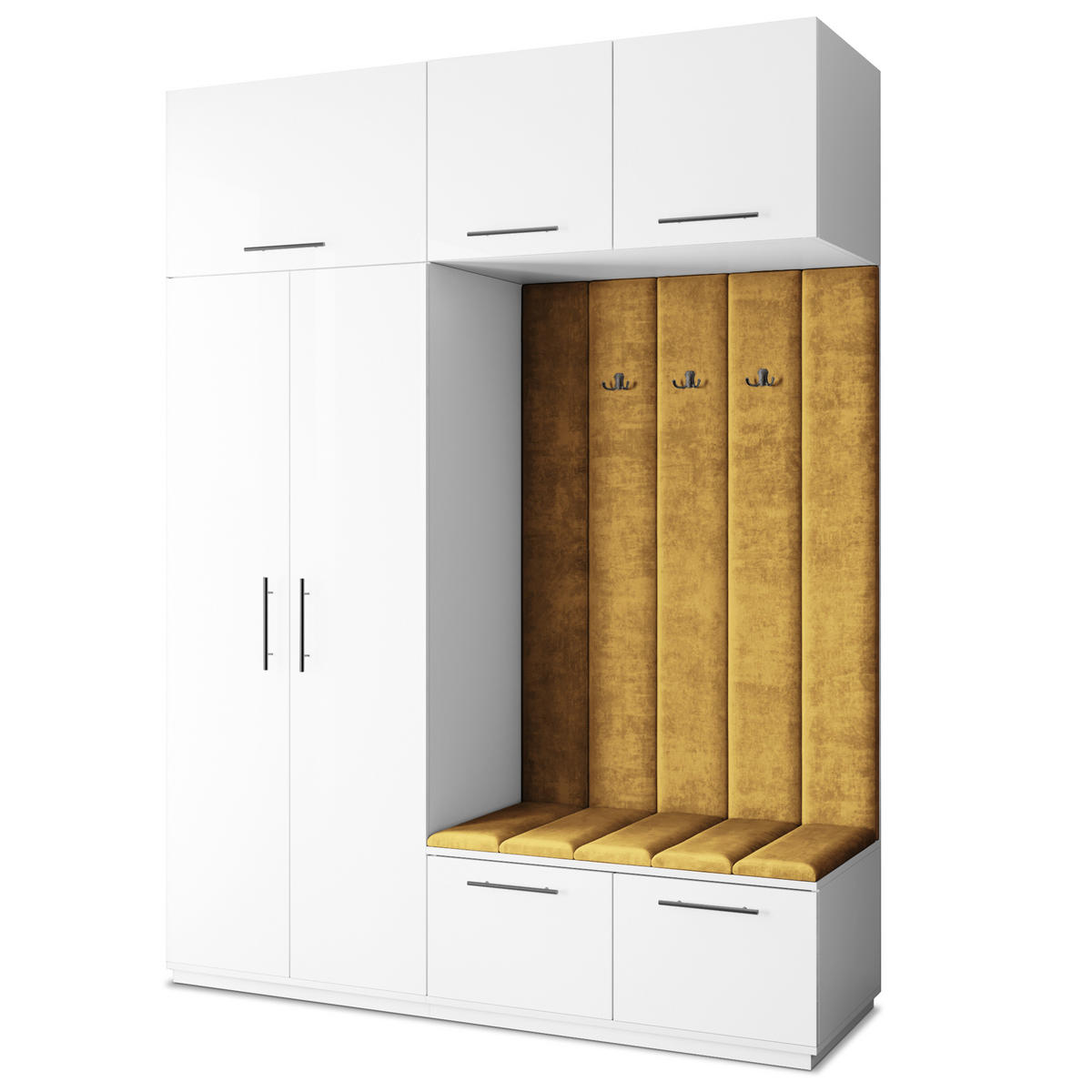 GARDEROBENSCHRANK REMA 180/240/60 cm Modern Garderobe-Set Weiß - Gelb/Weiß, Holzwerkstoff (180/240/60cm) - MASSENO