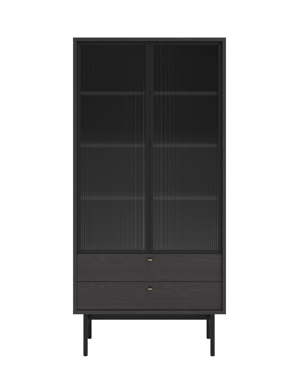 VITRINE Olar mit Holzoptik Esche Portland Schwarz 85 cm - Goldfarben/Schwarz, Holzwerkstoff/Metall (85/179/41cm) - Selsey