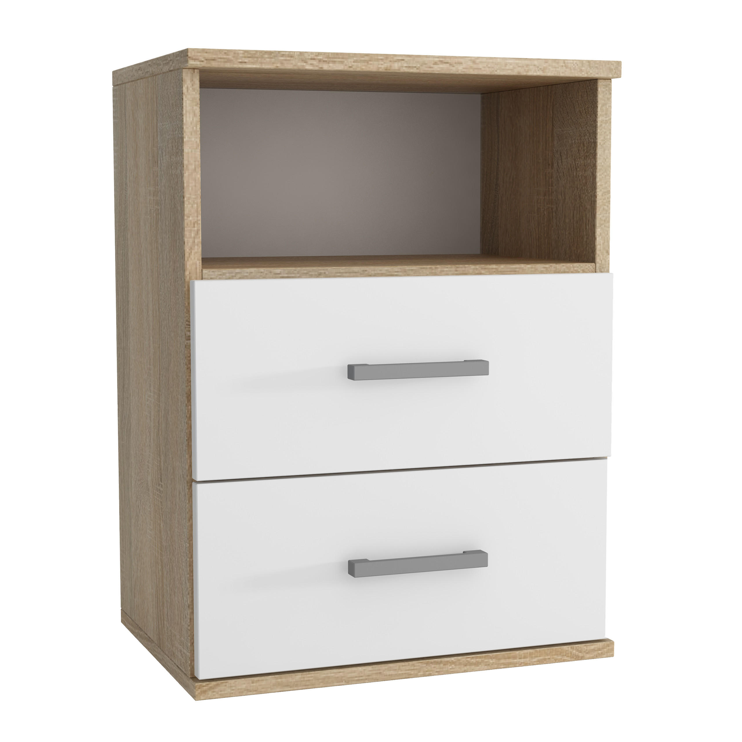 Masseno Nachttisch Sonoma Eiche, Weiß 48x65.5x35 cm
