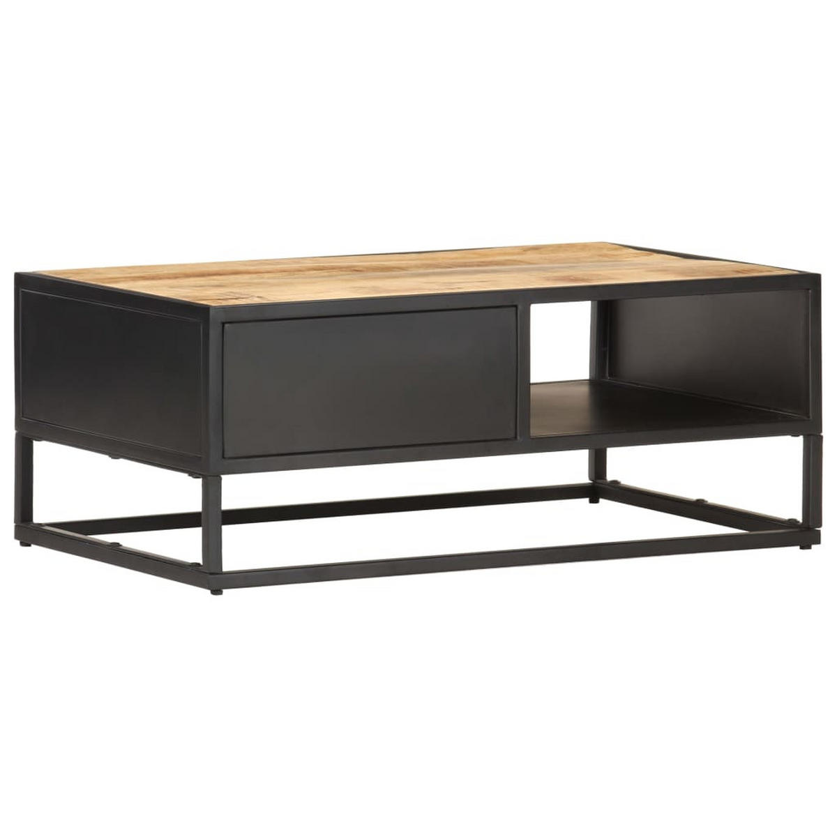 COUCHTISCH mit Geschnitzter Tür 90x55x36 cm Raues Mangoholz - Braun, Holzwerkstoff (90/90/36cm) - furnicato