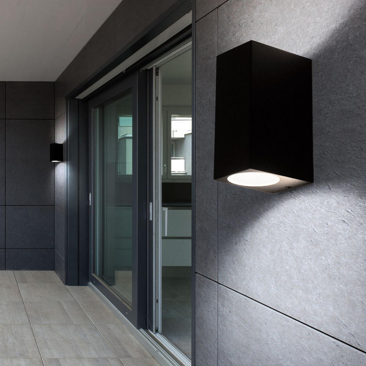 LED AUSSEN-WANDLEUCHTE Aluminium Schwarz - Schwarz, Metall (6.8/15/9.2cm)