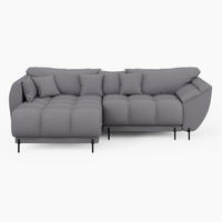ECKSOFA LEGRO Links Grau Velours Pet Friendly L-Form Couch mit Schlaffunktion & Bettkasten - Schwarz/Grau, Holz (180/285cm) - Barchello