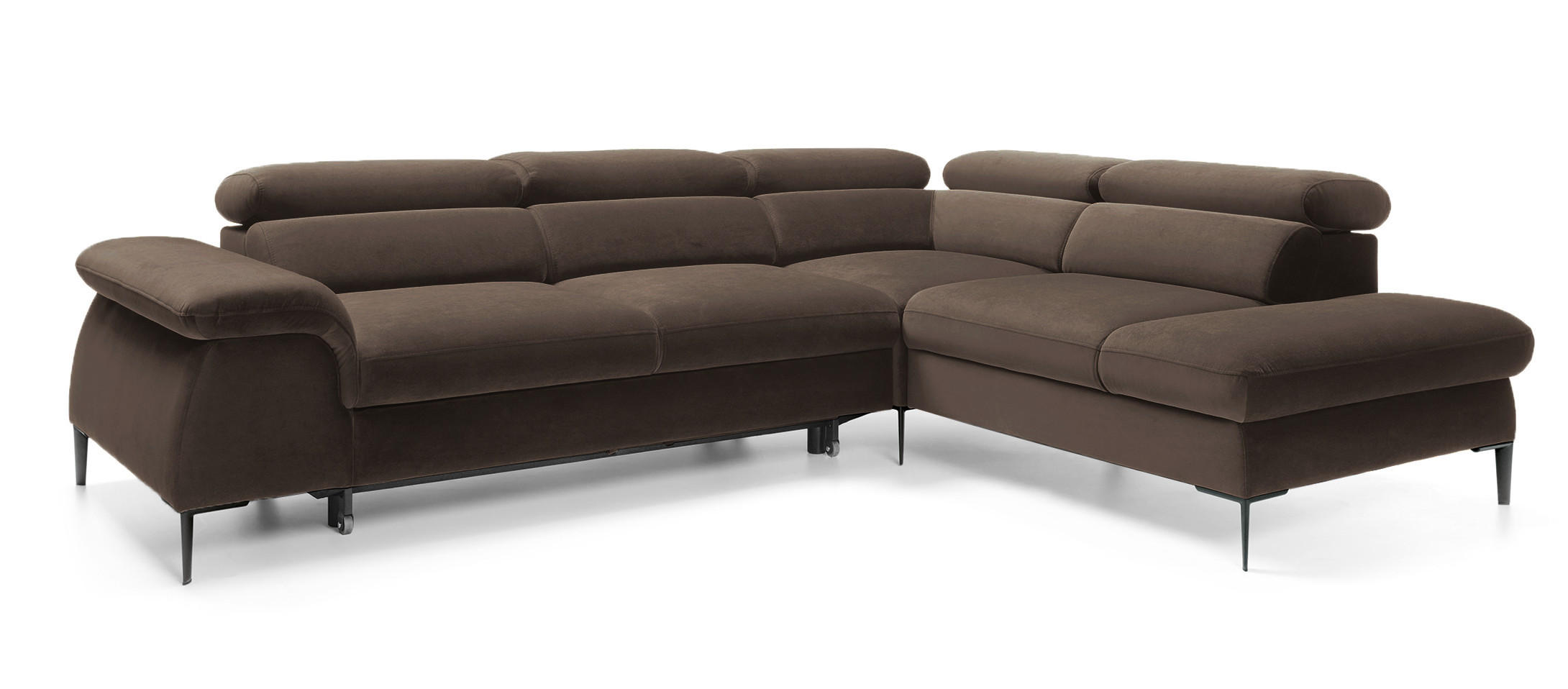 SCHLAFSOFA 280 cm Amaro L mit verstellbaren Kopfstützen, Rechts, Braun - Braun, Holz (214/280cm) - Emporius
